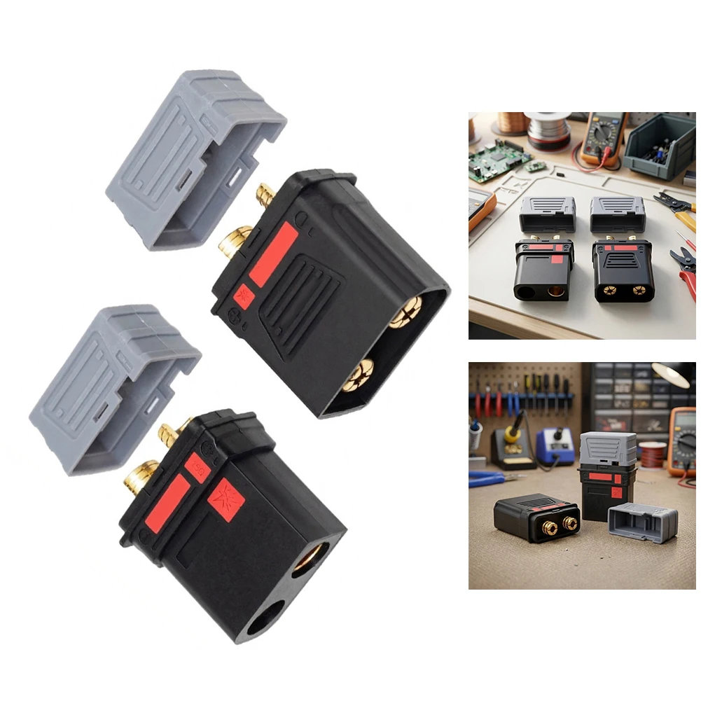 QS10P-L 1 Pair High Current Anti Spark Connector for RC For Battery with Dimensions 42.5x22.5x41mm Black Finish
