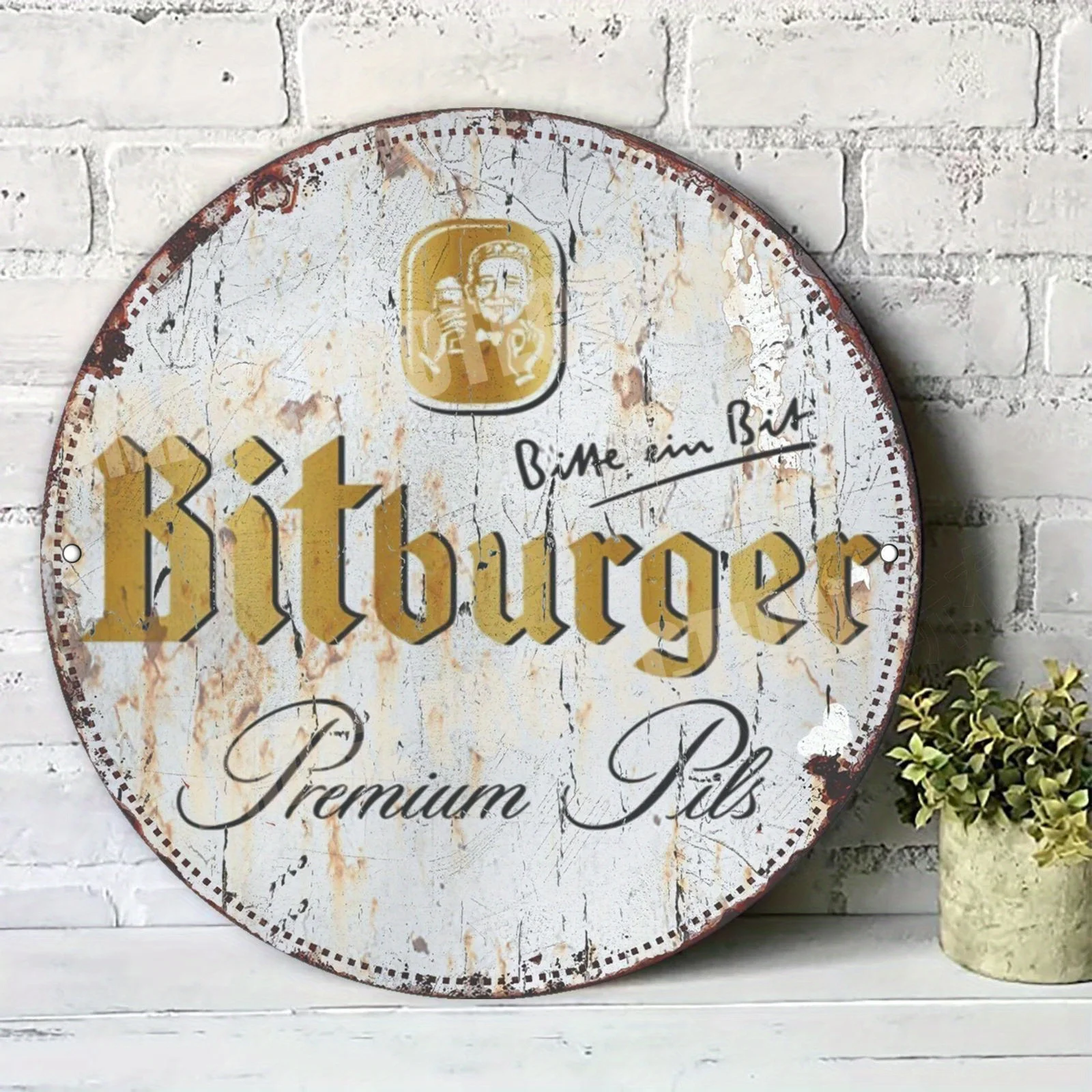 Letrero metálico de aluminio vintage 2D plano, diseño Bitburger Premium Pils - Decoración retro de cerveza para pared, 20x20cm/7.87x7.87in para el hogar, bar, sala de estar