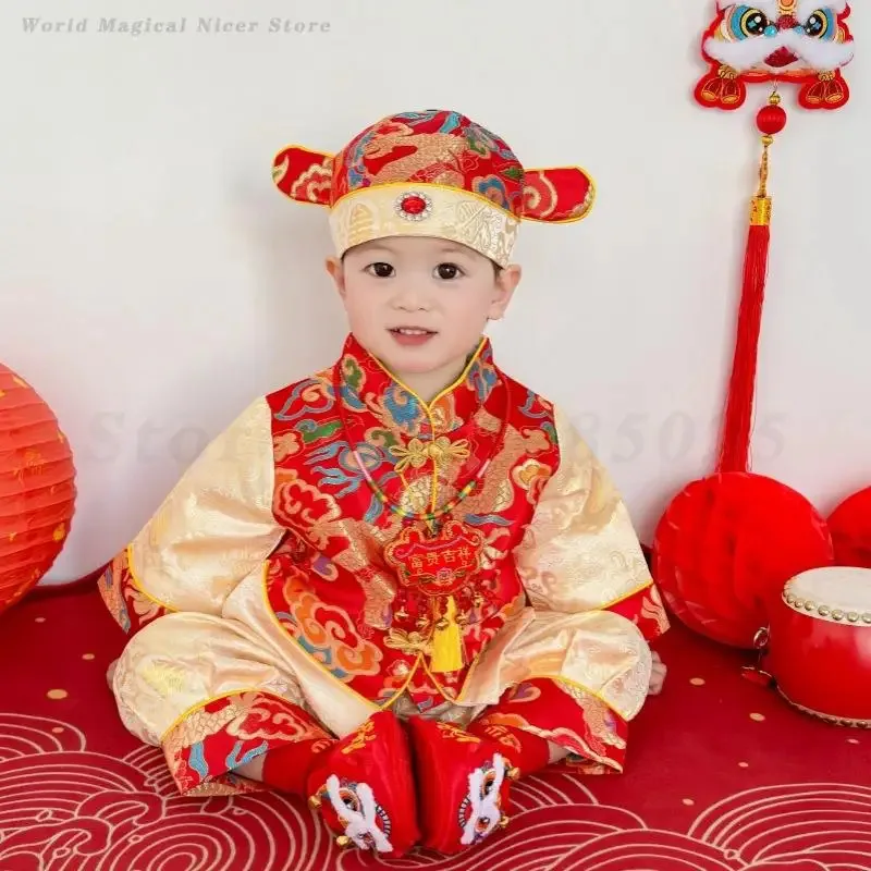 

2025 aaa Baby Kid Tang Suit Chinese Traditional Vintage Costume One--Old Outfit Spring Festival New Year Hanfu Photography C