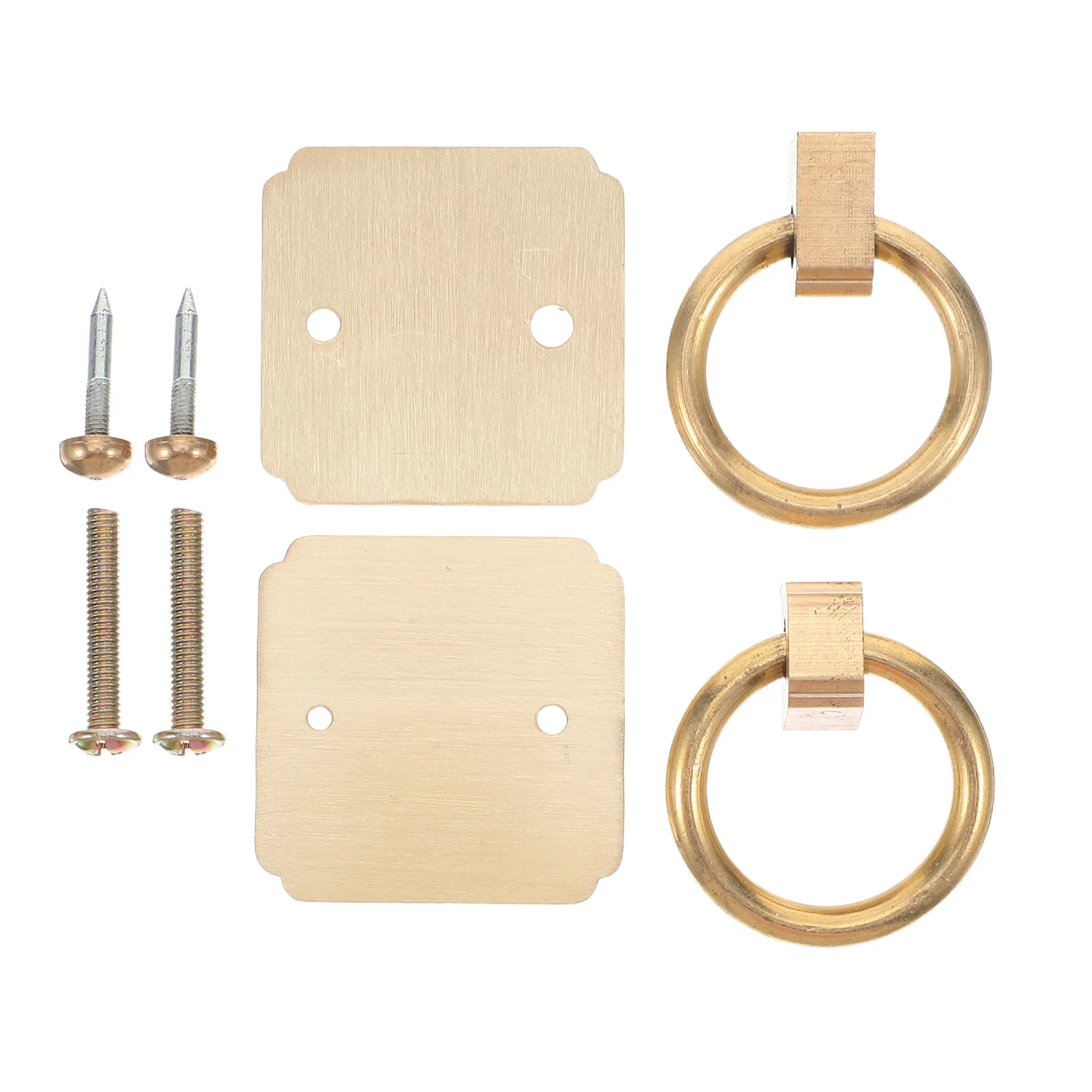 

2Pcs Brass Door Handles Square Pull Handles Vintage Knocker Style Front Door Decorative Hardware for Wooden Doors Retro Style