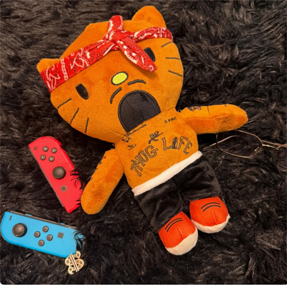 

25cm Hello Kitty Tupac Plush Doll Figure Stuffed Toys Cute Boys Girls Fans Collect Gifts