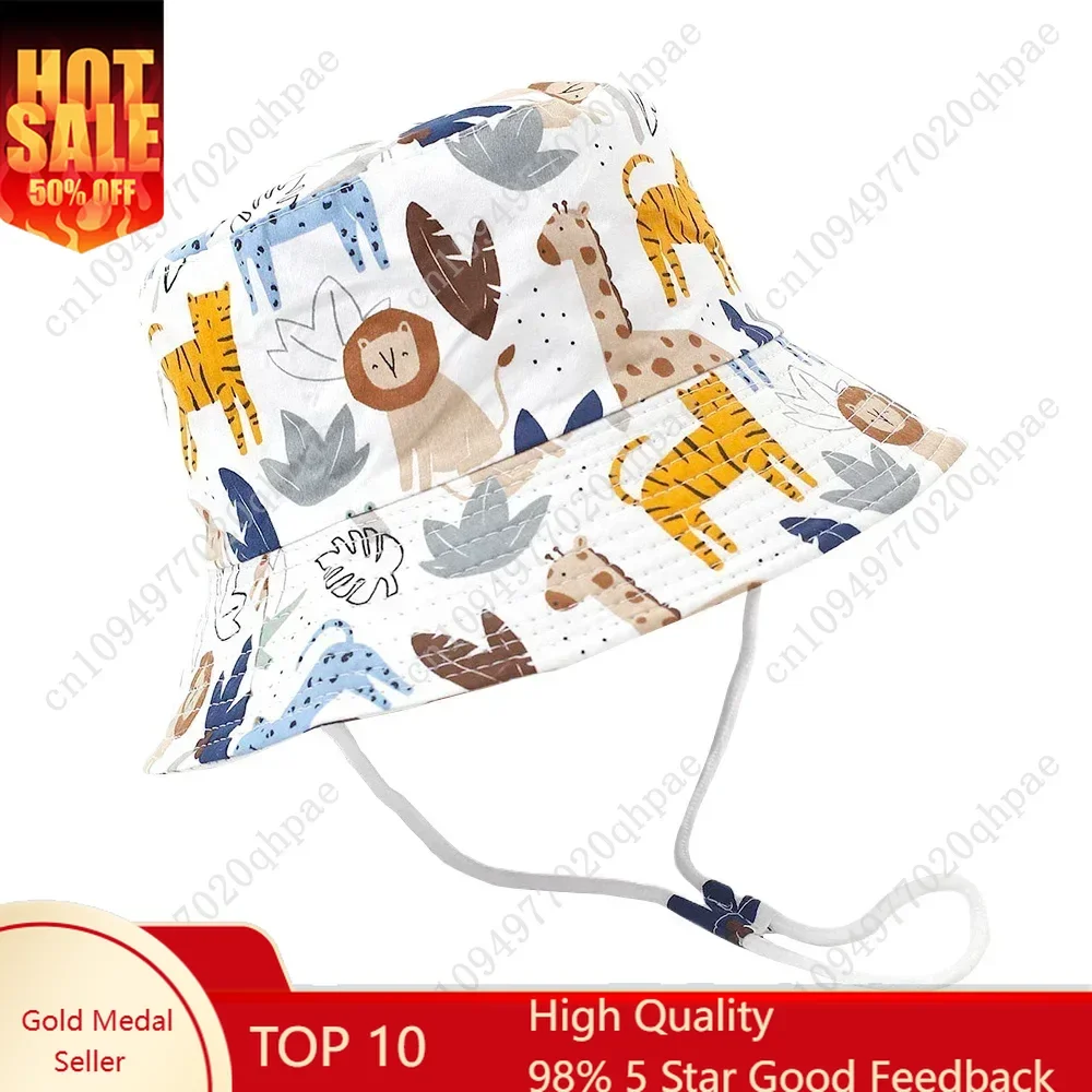 

Летняя детская панама для девочек, модная пляжная кепка от солнца, осенняя панама для мальчиков с мультяшными животными, уличная панама-ведро с защитой от УФ-лучей для детей