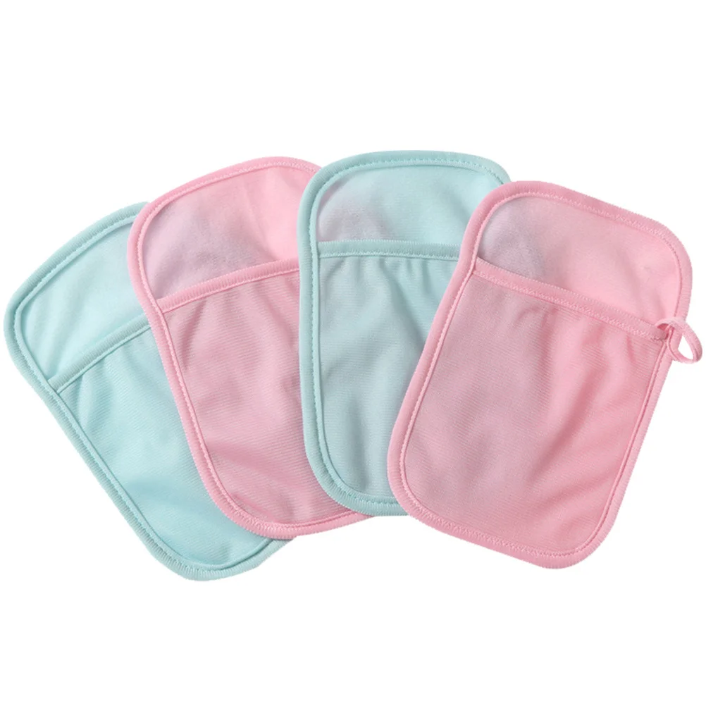 

4pcs Bath Mitts Cotton Polyester Gentle Scrub For Bathing Reusable Washcloth Body Scrubbing Gloves Supplies