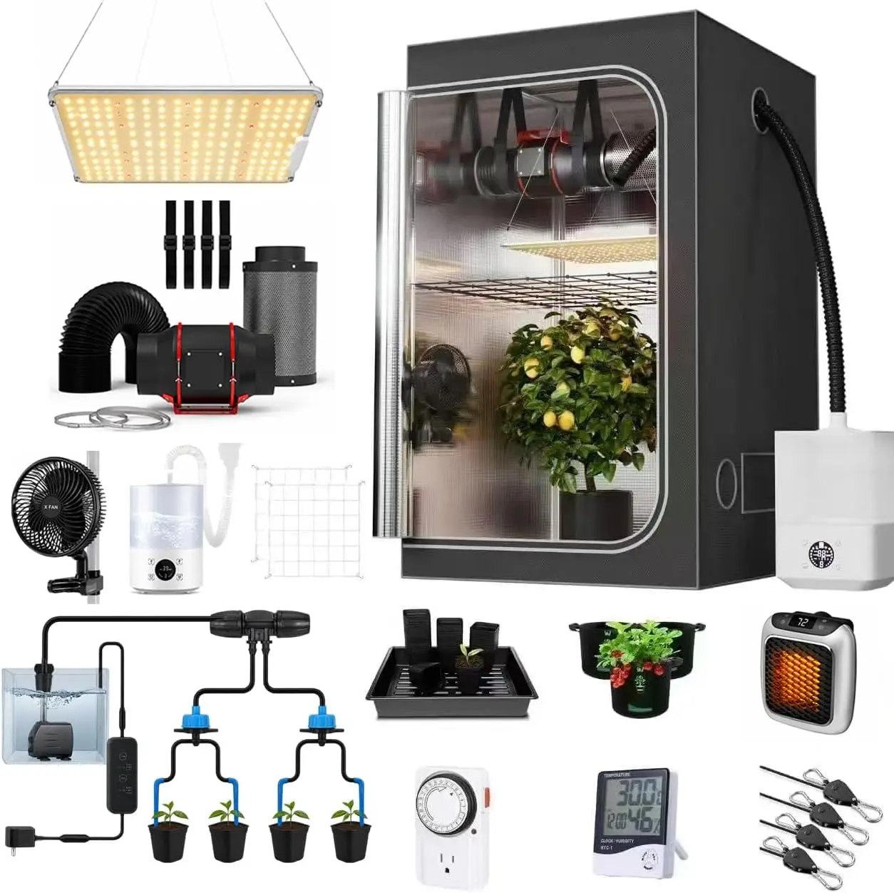 Upgrade 32X32 Integrated Grow Tent Complete Kits System S1000 LED Grow Light Grow Tent Kit 4