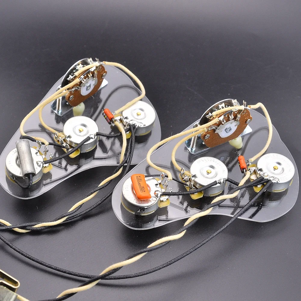 Kit de arnés de cableado de guitarra eléctrica precableado, pastillas individuales SSS, 3x250K, macetas CTS de latón + interruptor de 5 vías