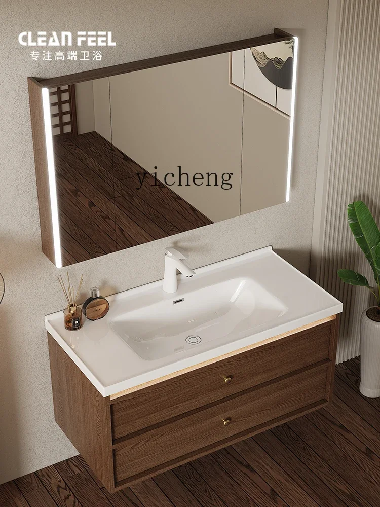 ZK antique bathroom cabinet ceramic integrated hand wash basin cabinet toilet washstand