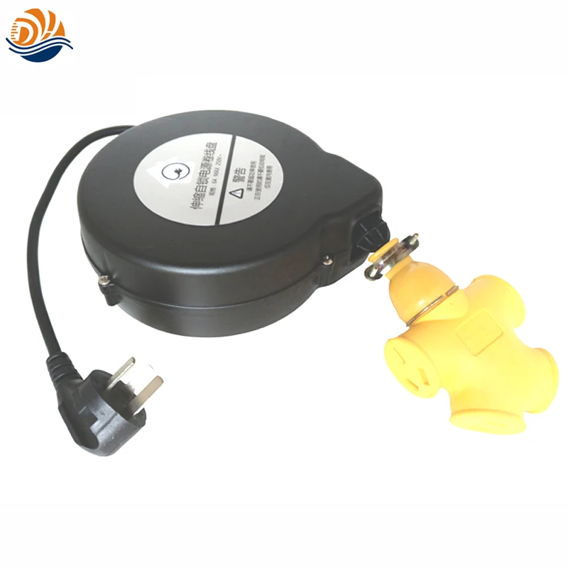 Industrial Sockets Extension Cord Winder 240V Retractable Spring Loaded Cable Reel