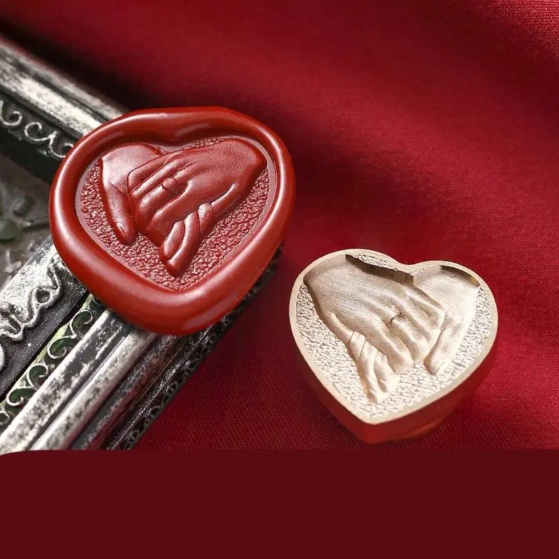 Walentynowa głowica uszczelniająca z lakierem róża miłości romansem w kształcie serca, pieczęć woskowa, ręcznie robiona do opakowanie na prezenty z