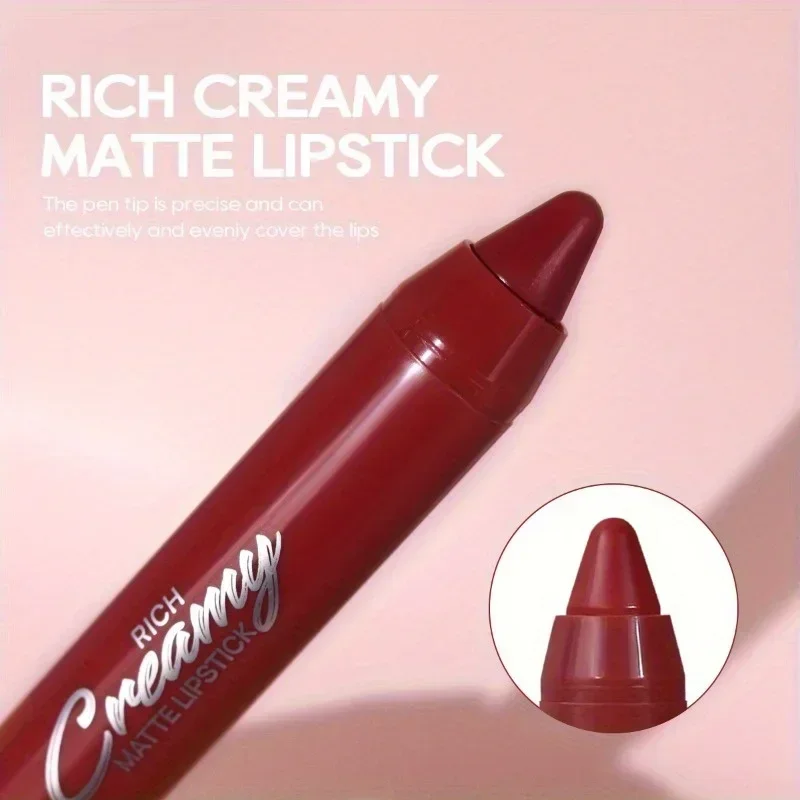 Lápiz labial de larga duración, fácil de aplicar, sin manchas, 12 colores disponibles, adecuado para todo tipo de piel