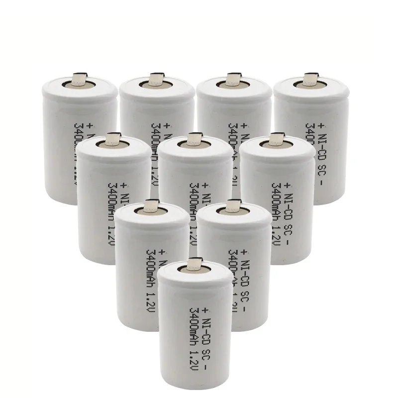 18/26PCS SC 3400mAh 1.2V Rechargeable Battery Sub C NI-CD Cell with Welding Tabs for Electric Drill Screwdriver Milwaukee