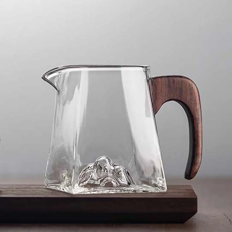 Watch Hill Glass Tea Divider Heat Resistance Fair Cup With Wooden Handle Tea Pitcher Chahai Kung Fu Tea Set Accessories