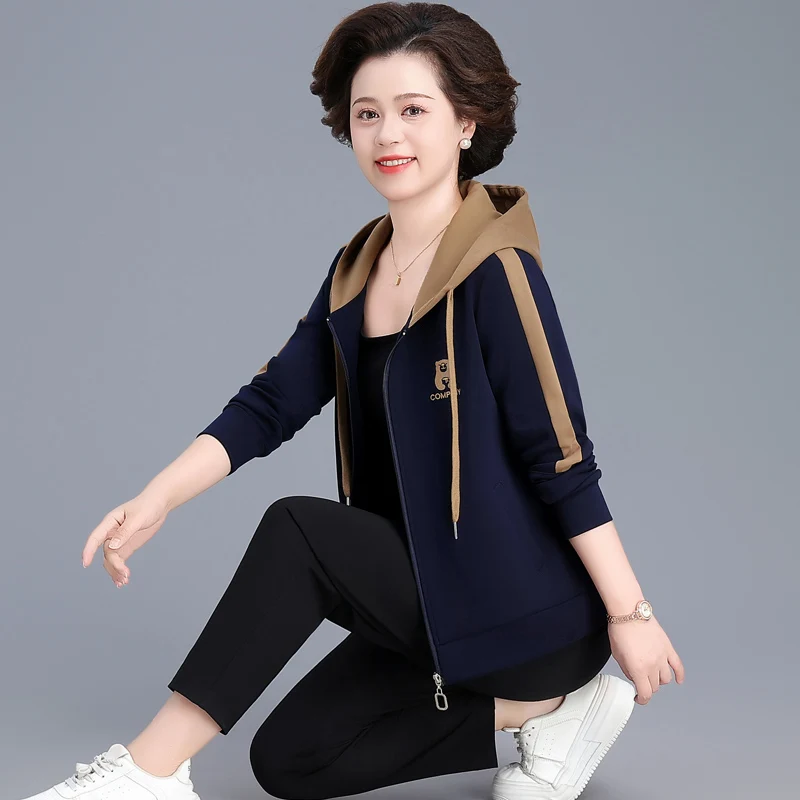 

Свободная повседневная удлиненная толстовка-худи для мамы, весна-осень, смесь полиэстера и хлопка, удобная, дышащая, женская кофта