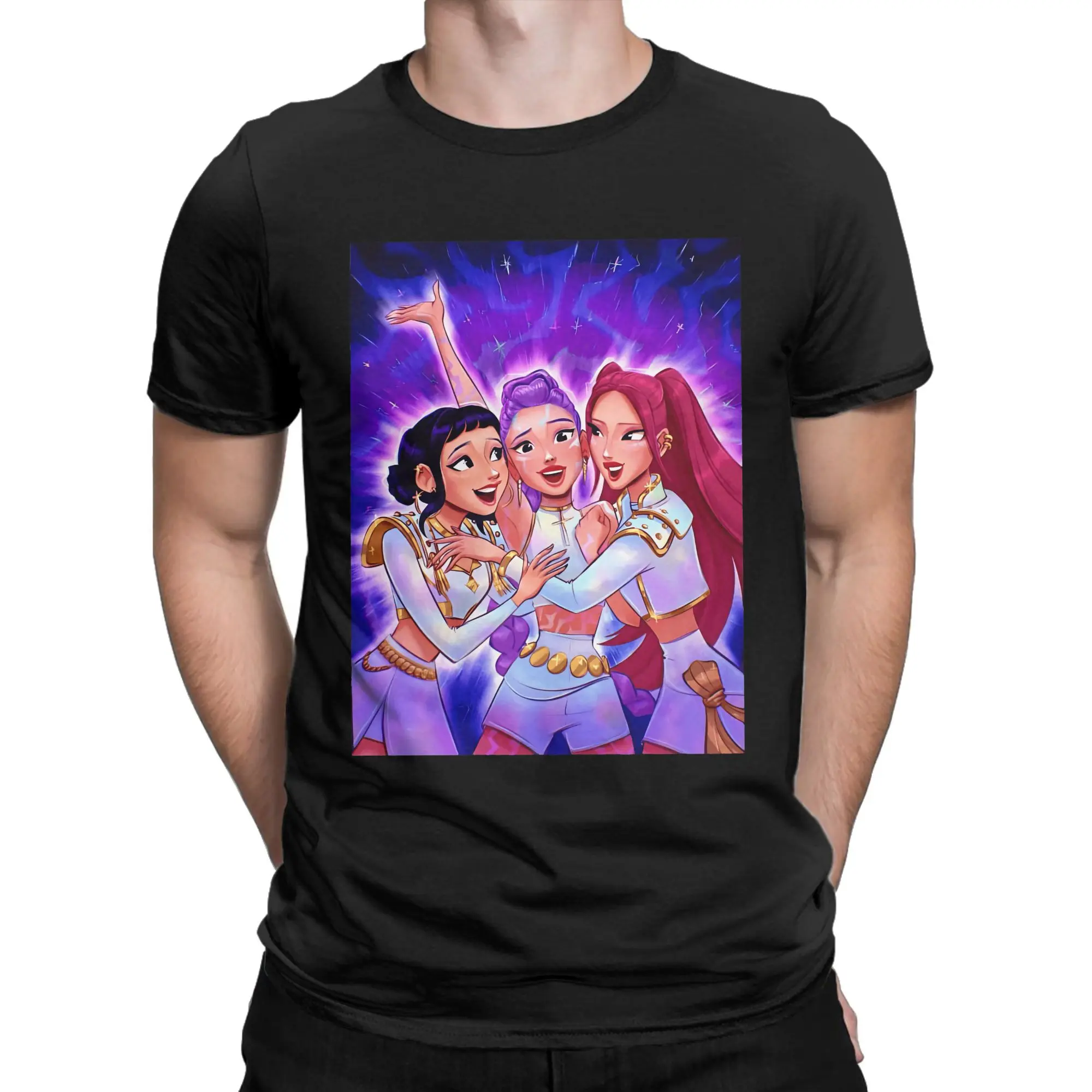 الرجال KPop شيطان الصيادين ميرا زوي رومي أفلام تي شيرت ملابس قطنية عادية كم قصير الياقة المستديرة تيز شعبية تي شيرت