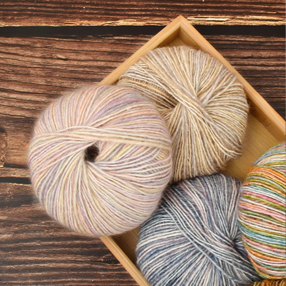 50g Colorful Dyed Yarn 73% Cotton Yarn Sweater Yarn Self Woven Scarf Medium Thick Handmade DIY Woven Crochet Material Bag
