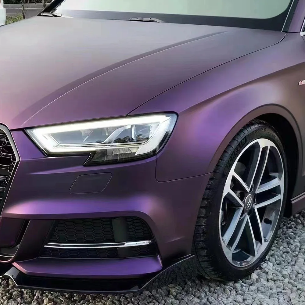 Premium PET Auto Vinyl Car Wrap Flat Magic Purple Stretchable Removable Easy Install Air Release System for Auto