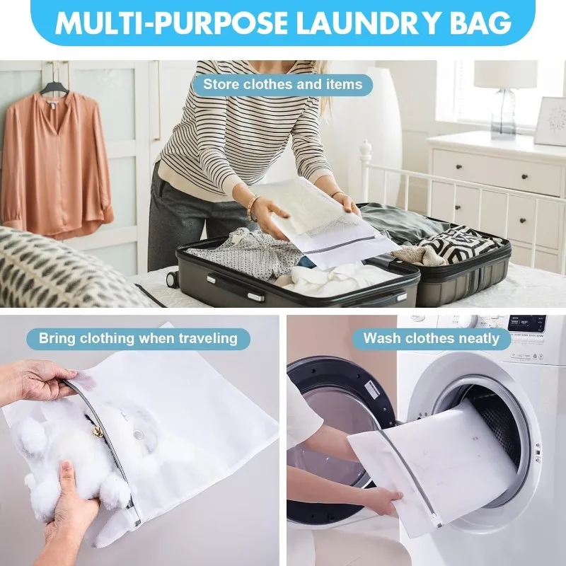 AT63-For Washing Machine For Delicates Bag-6 Pack Mesh Laundry Bags-Polyester Fine Mesh For Jackets