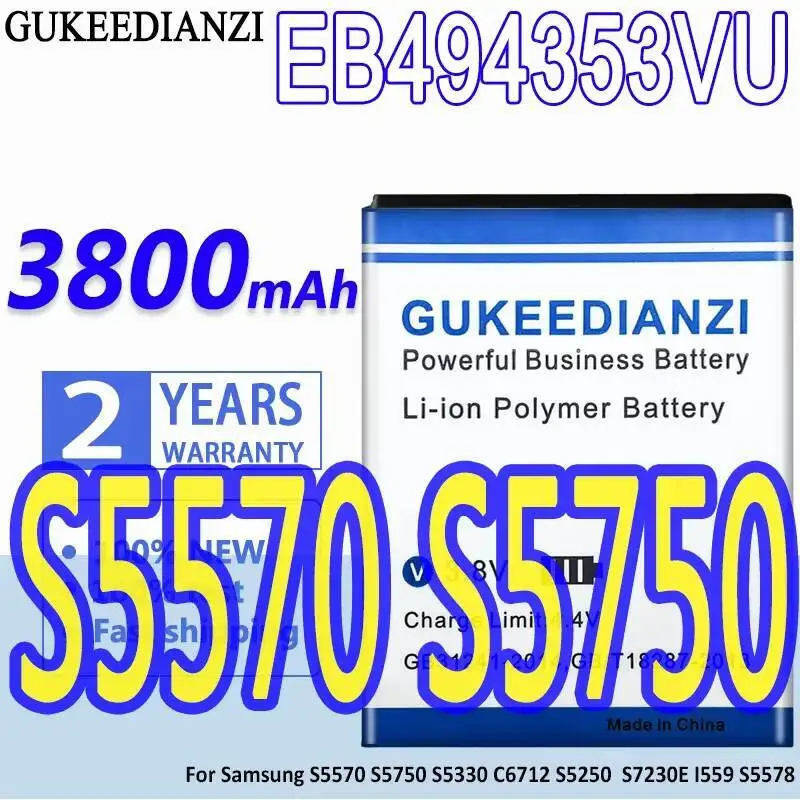 

Аккумулятор мобильного телефона EB494353VU 3800 мАч для Samsung Galaxy Mini GT S5570 S5250 S5330 S5750 S7230 T499 GT-I5510