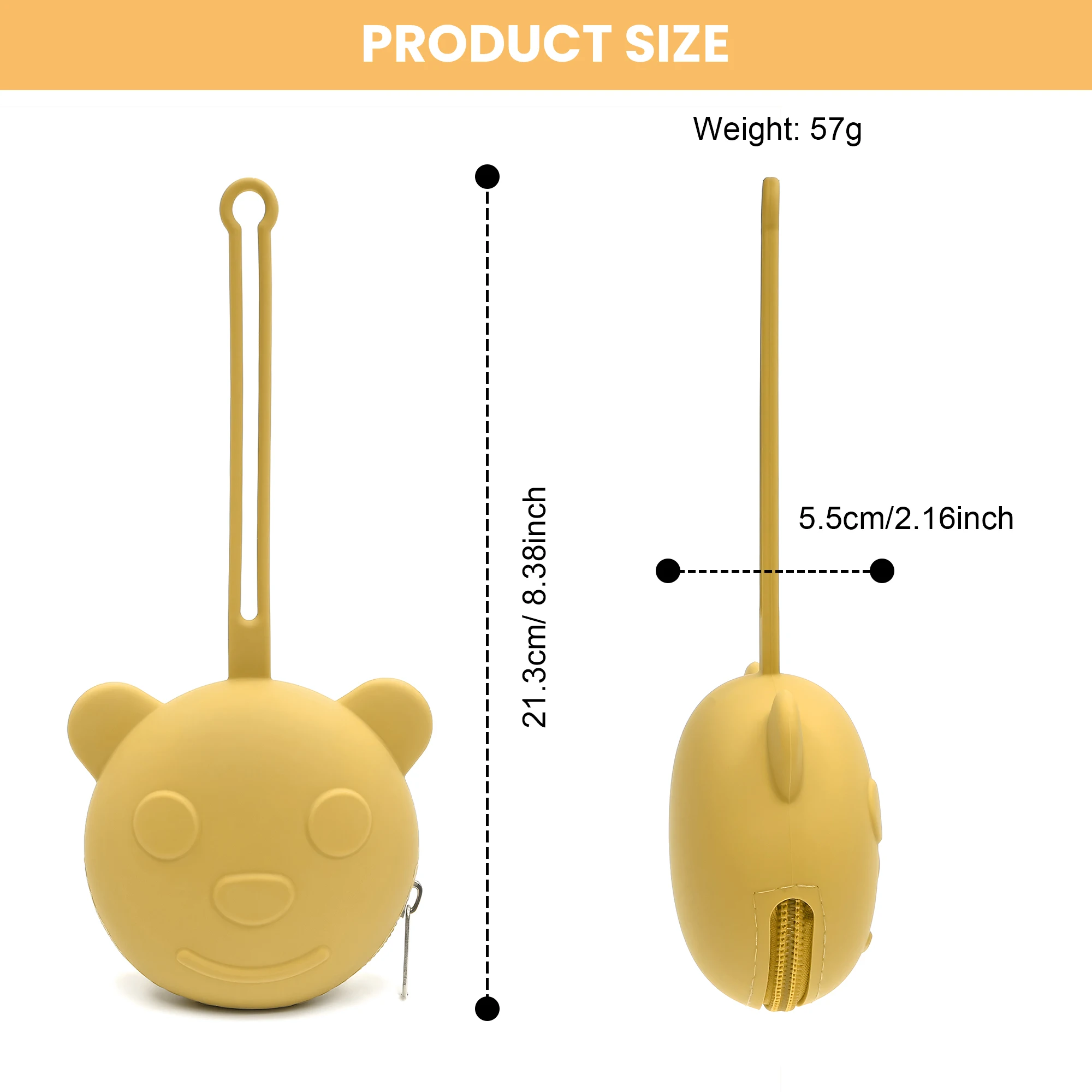 Silicone Pacifier Holder Case, Cute Bear Pattern Portable Pacifier Storage Case, Suitable for Boys and Girls