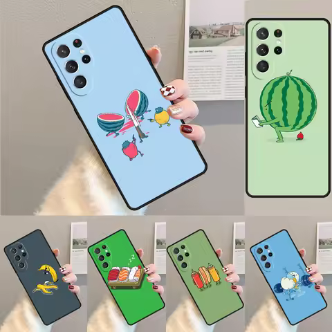 funny cartoon food phone case Cover For Samsung Galaxy S24 Ultra S21 S22 Ultra S8 S9 S10E Note 10 Plus Note 20 FE S23