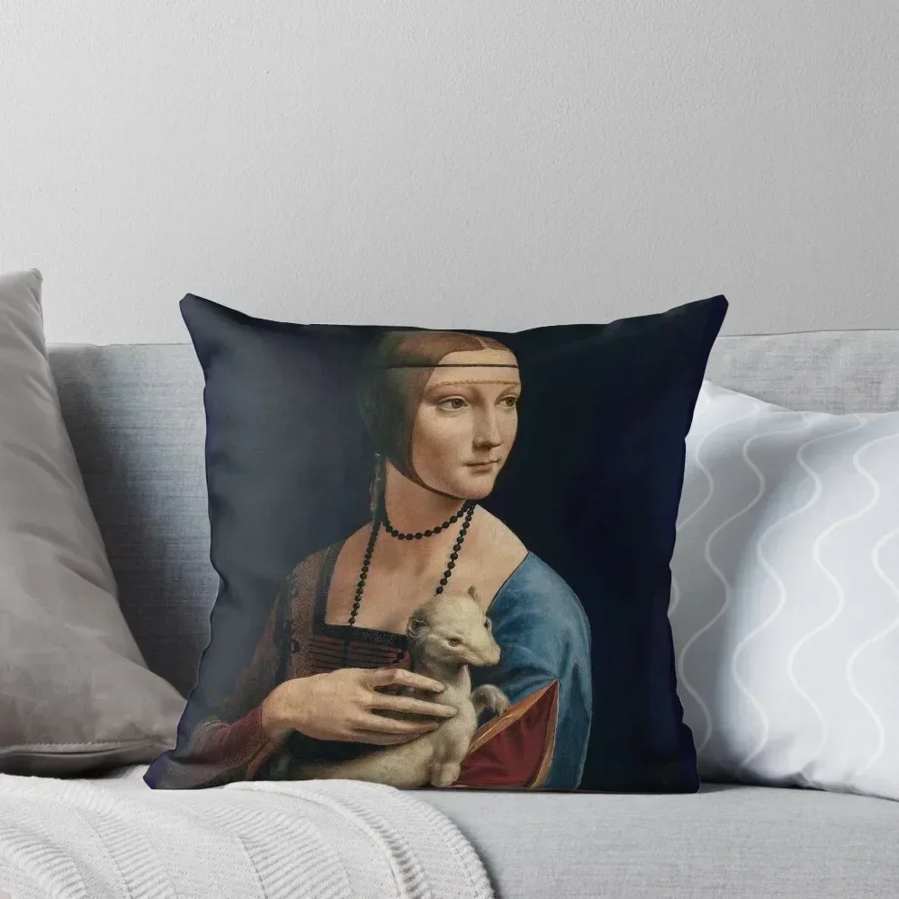 The Lady with an Ermine by Leonardo da Vinci - Great Arts Throw Pillow Custom Cushion Photo pillow cover christmas pillow