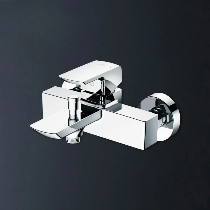 Shower faucet wall type single handle double control hot and cold mixing valve bathtub nozzle