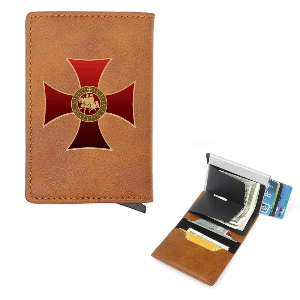 Vintage Knights Templar Cross Cover Rfid Credit Card Holder Men Wallets Bank Cardholder Case Small Slim Thin Mini Women Wallet