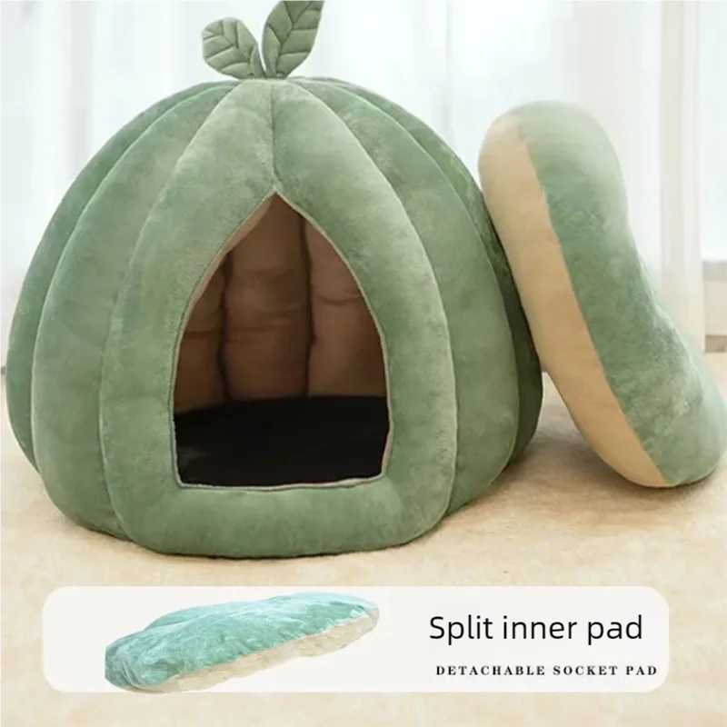 

Leaf shaped Pumpkin Cat Nest, Winter Warmth, Semi Enclosed Cat Bed, Removable and Washable, Four Seasons Universal Pet Nest, Cat