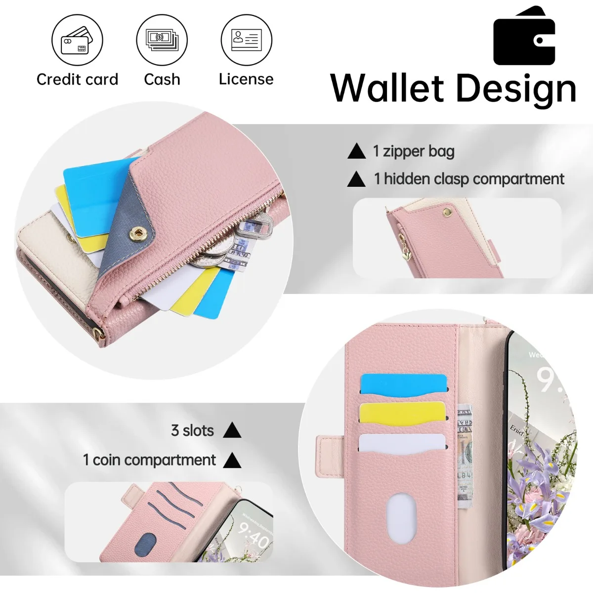 Crossbody Wallet Phone Case for Samsung Galaxy A57 A37 A27 A17 A07 A56 A36 A26 A16 A06 A55 A35 A15 A25 A05 A54 A34 Leather Cover - view 2