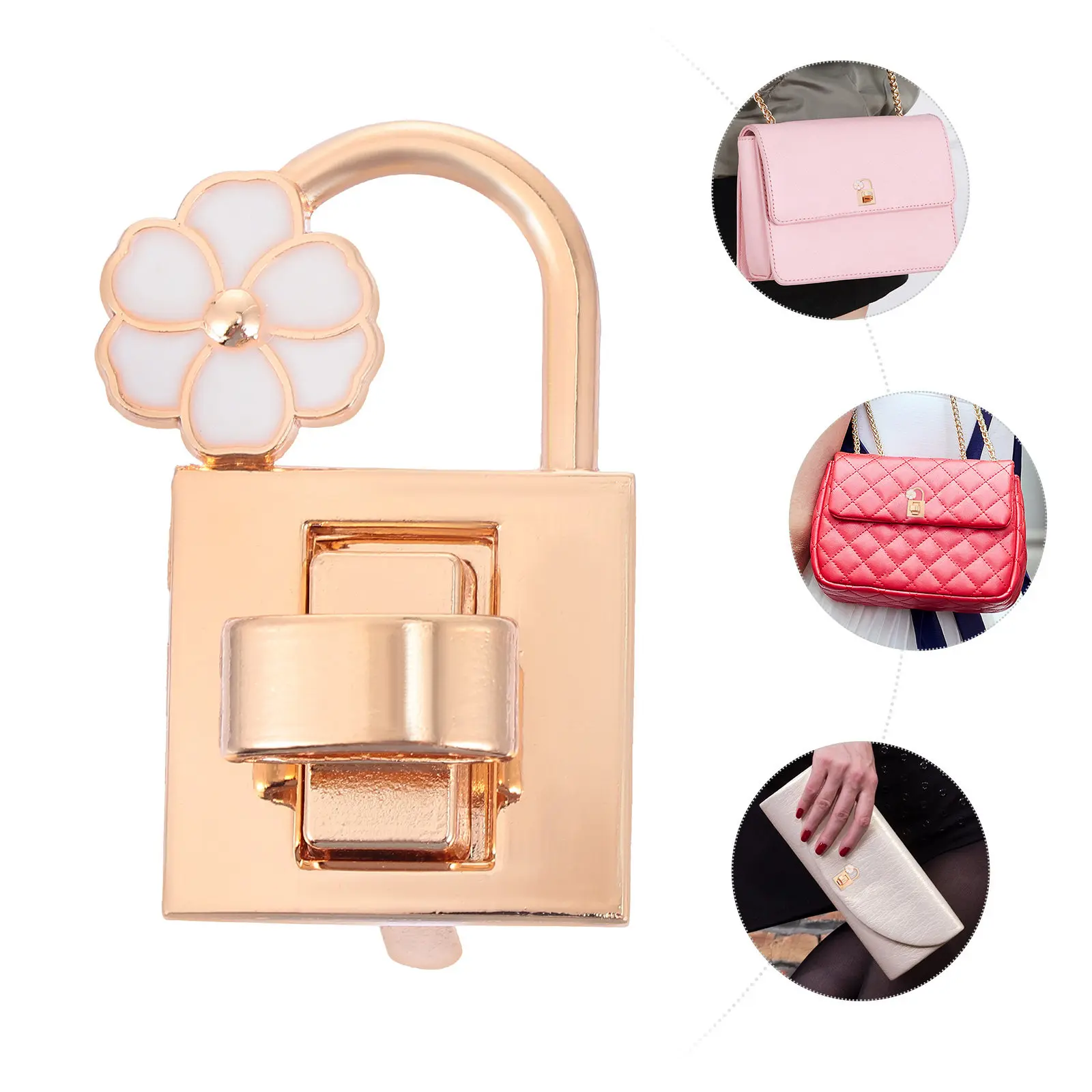 

2Pcs Stylish Handbag Lock Buckles Flower Design Metal Bag Decorative Fasteners for DIY Bag Making Long-Lasting Clasps