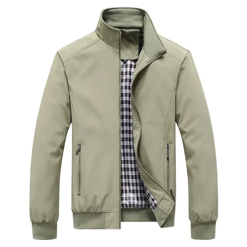 Autumn and Spring Fashion Trend Pure Color Retro Sports Workwear Jacket Men's Casual Loose Comfortable Windproof Plus Size Coat