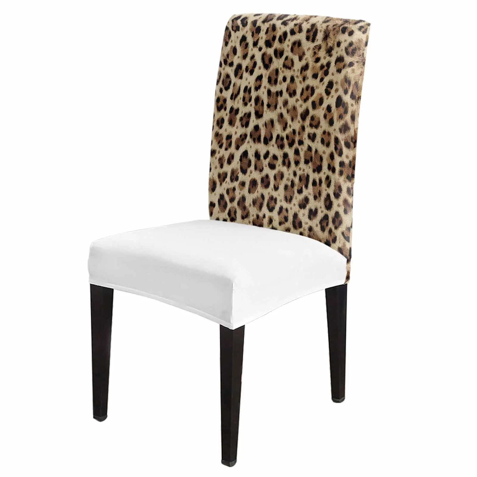

Modern Style Leopard Print Chair Cover for Dining Room Spandex Stretch Seat Cover for Wedding Banquet Party Seat Case