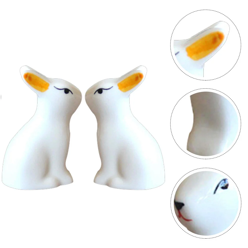 

2Pcs Ceramic Rabbit Craft Delicate Bunny Decor Desktop Indoor Car Yard Small Rabbit Ornament Bunny Figurines Desktop Adorn