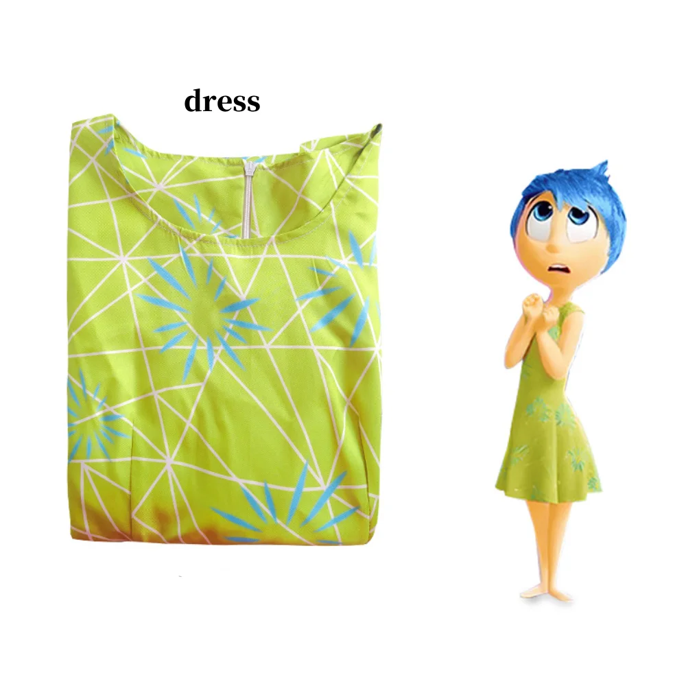Women Halloween Costume Movie Inside Out 2 Cartoon Character Joy Digust Cosplay Princess Dress for Party Carnival