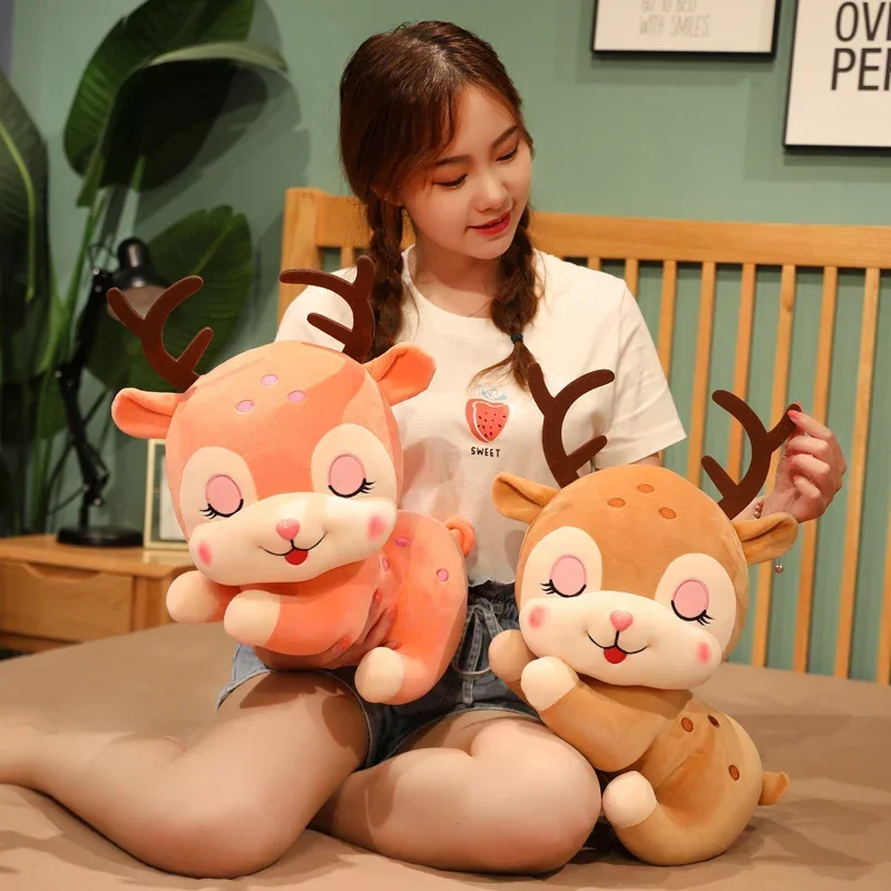 25-40cm Cute Dream Deer Plush Toys Pink Deer Animals Stuffed Doll Elk Plushies Home Decor Birthday Gift For Children Kids Girls