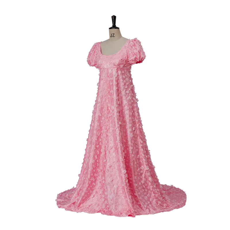 Daphne Cosplay Costume  Victorian Pink Lace High Waistline Regency  Tea Party Dress for Women