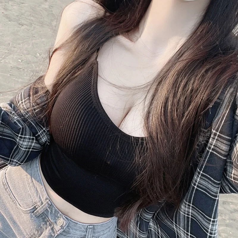 Women's Slim Fit Tank Top YD302 Thread Texture Tight Strap Vest Exquisite Design Breathable Comfortable Three-acetate Fiber
