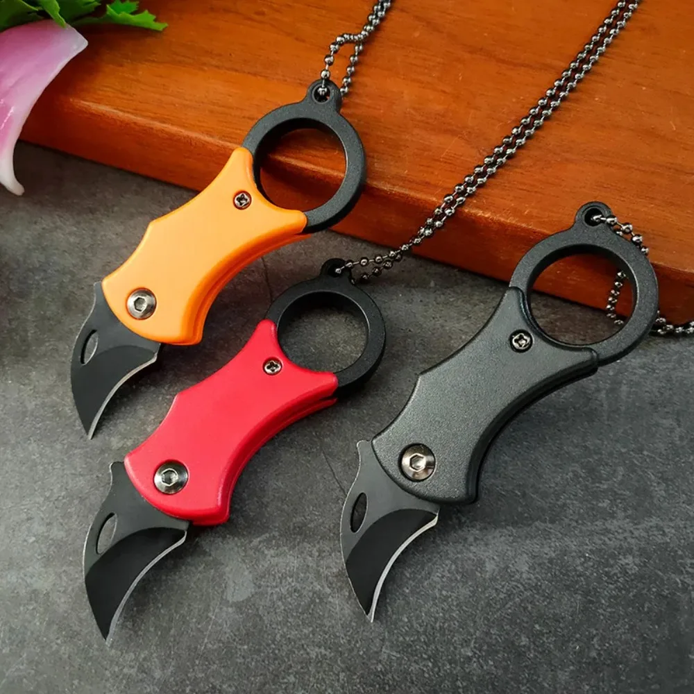 Outdoor Portable Mini Fox Folding Knife Eagle Claw Necklace Keychain Home Travel Open Box