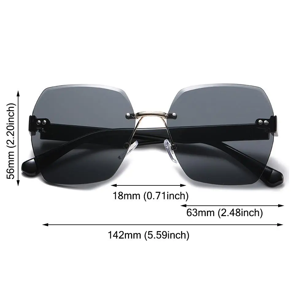 Gafas de sol sin montura de gran tamaño para hombre y mujer, lentes de sol de moda, protección UV para viajes, fotografía de calle