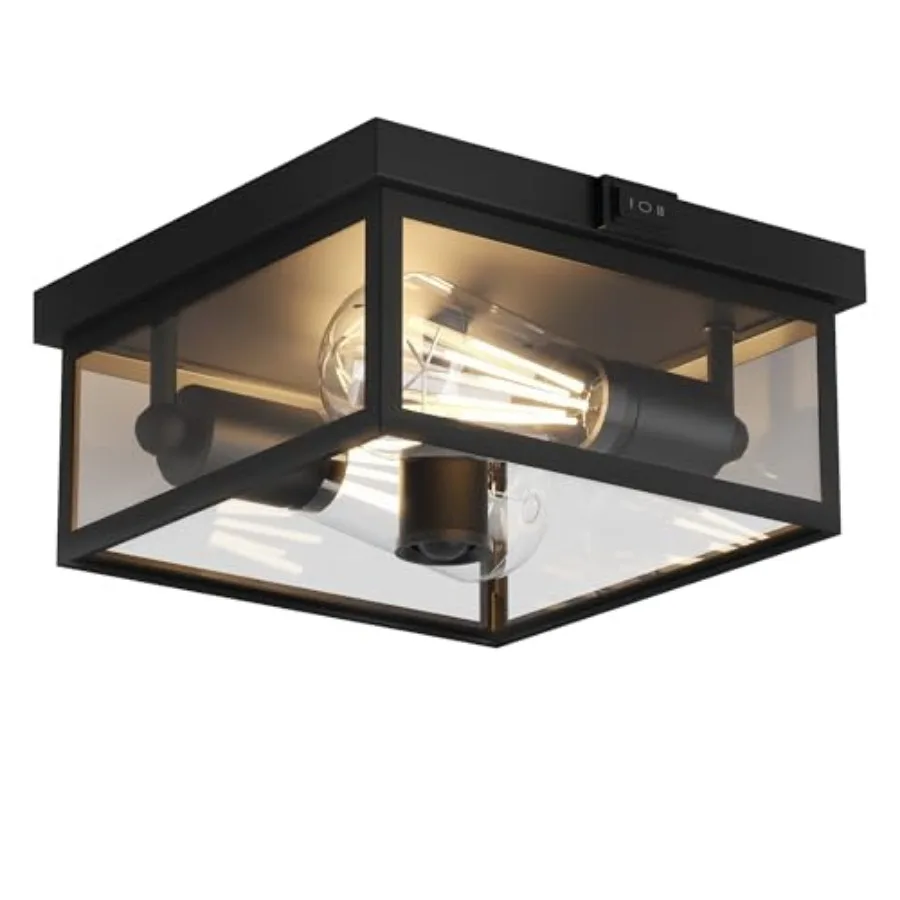 

Outdoor Ceiling Light with Motion Sensor '', Flush Mount Porch Light, Exterior Light Fixture with Clear Glass, Dusk to Dawn -Li