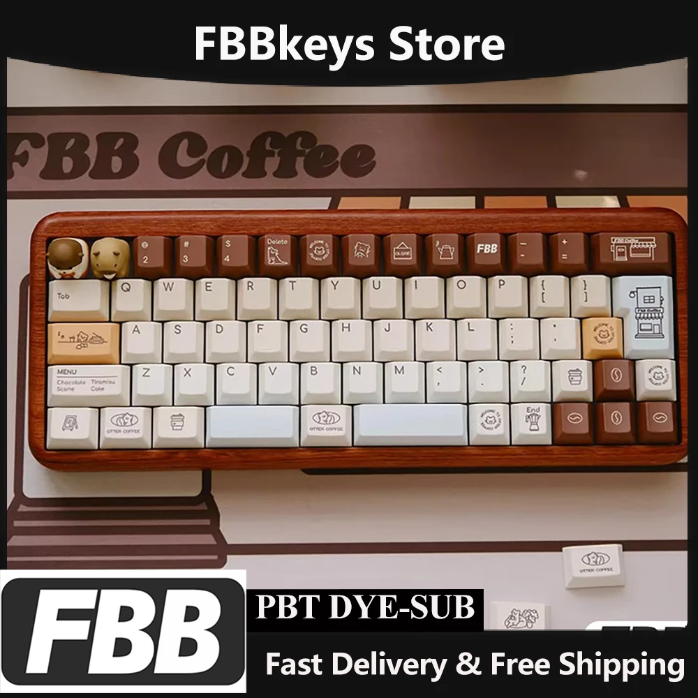 

FBB Keycaps Otter Coffee Theme PBT Gaming Mechanical Keyboard Keycap MX Switch PC Custom DIY Cute Artisan Key Cap Accessory