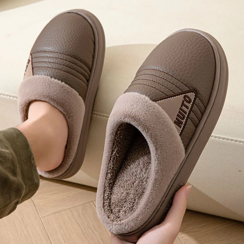 

Men's Plus Size Winter 2025 New Warm Cotton Slippers Indoor Home Comfortable Anti Slip Thick Sole Thermal Footwear