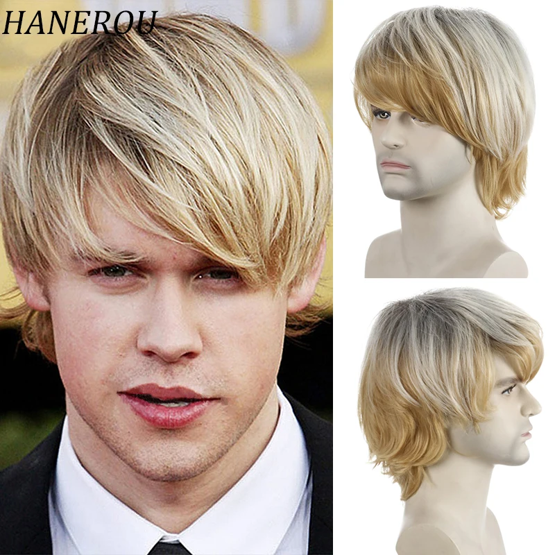 

HANEROU Synthetic Men's Wigs Short Straight hair Heat Resistant Wigs for Cosplay Natural Daily Party Halloween