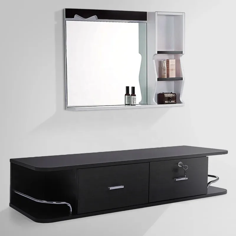 Barbershop hair salon station for salons;Locking wall mount styling station dressing;Free standing LED salon mirror