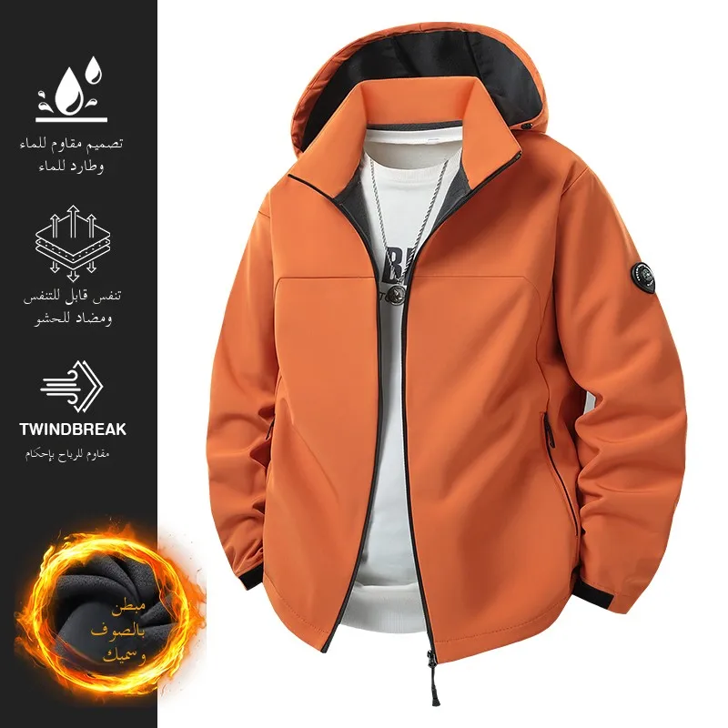 

Новинка 2025, мужская хлопковая теплая зимняя верхняя одежда с капюшоном на подкладке Jaet Thiened Fce, повседневная длинная свечная застежка-молния, уличный Sle