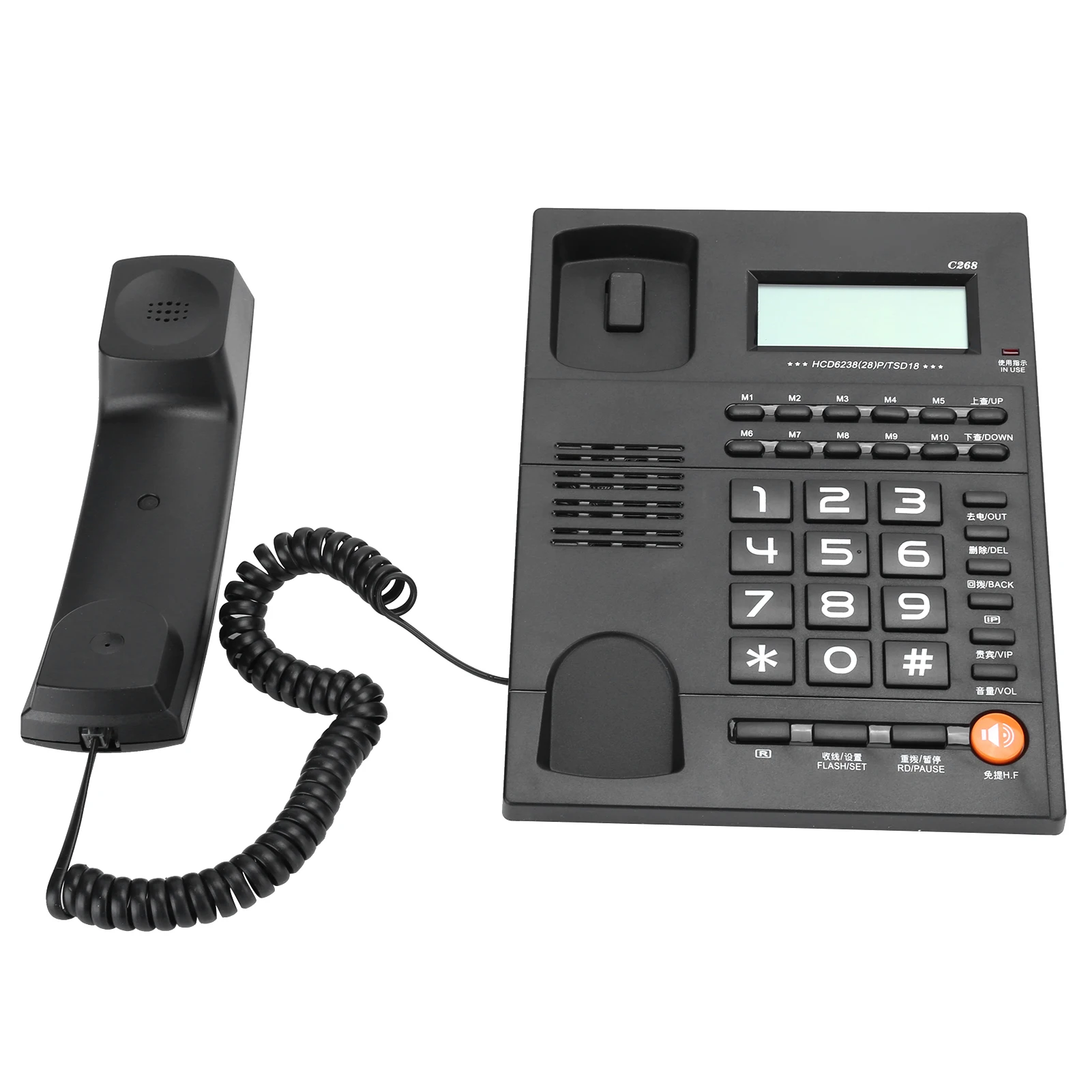Landline Phone Black Multifunctional Volume Adjustable Exquisite 16 Ringtones Wired Telephone for  for Hotel