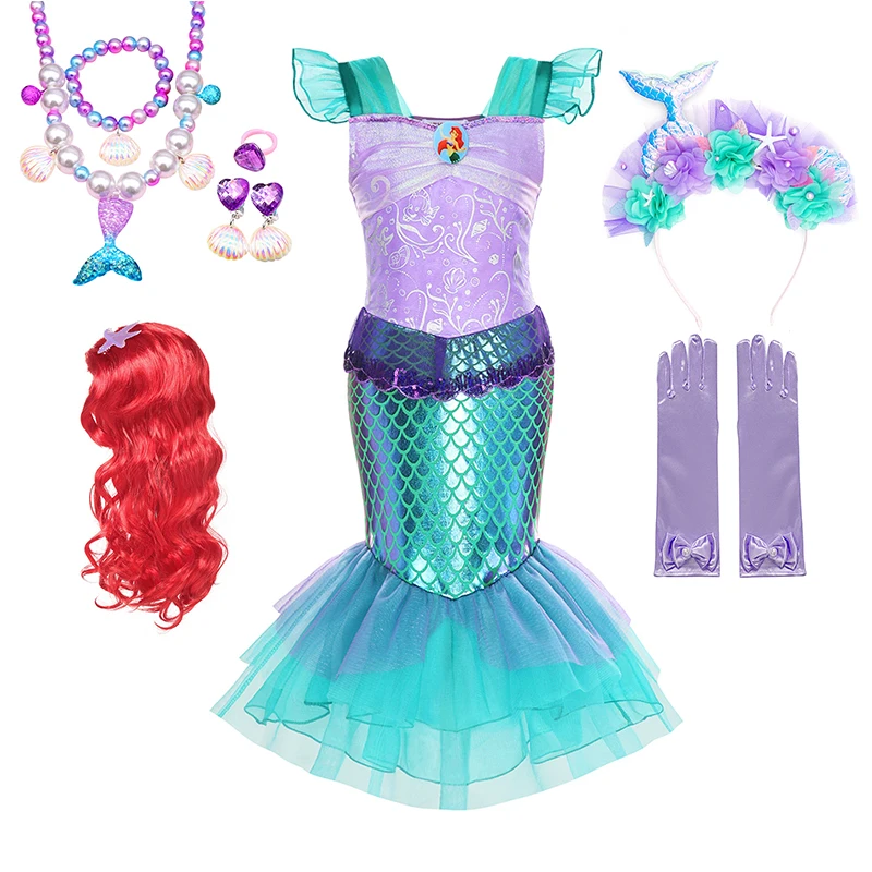 Vestidos de Fiesta para Niñas, Disfraz de Princesa Ariel de la Sirenita, Ropa de Verano para Niñas, Vestido de Cumpleaños, Vestido de Fiesta de Graduación