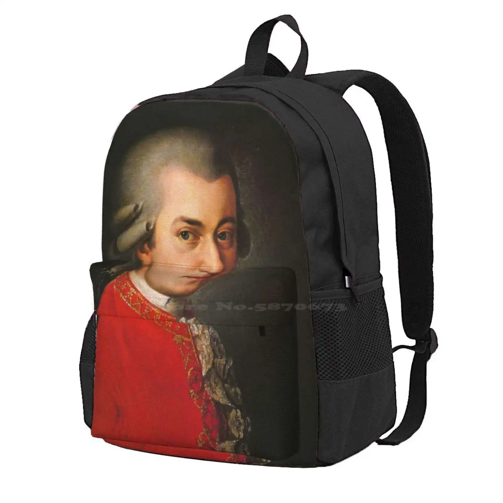 Wolfgang Amadeus Mozart Hot Sale Schoolbag Backpack Fashion Bags Piano Composer Classical Mozart Manuscript Sheet Music