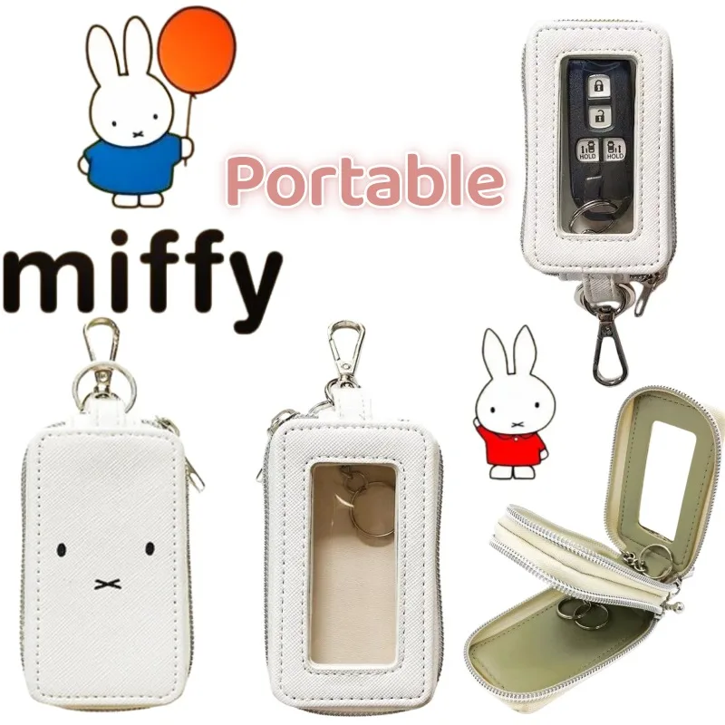 Miffy creative car key case with double-layer zipper semi-transparent, high-appearance  cartoon small and portable zipper pouch