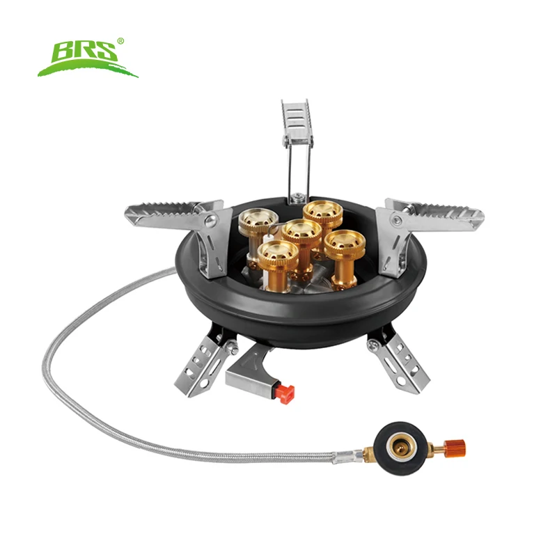 BRS-201A draagbare campinggasfornuis, 16000W, hogedrukpropaan- en butaanbrandstof, geschikt voor buitengebruik en noodgevallen, met piezo-ontsteking.