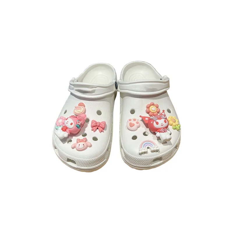 10pcs New Melody Shoesflower sanrio Kawaii Hole Shoes Accessories Buckle Set Diy Decoration Removable Girl for Gift
